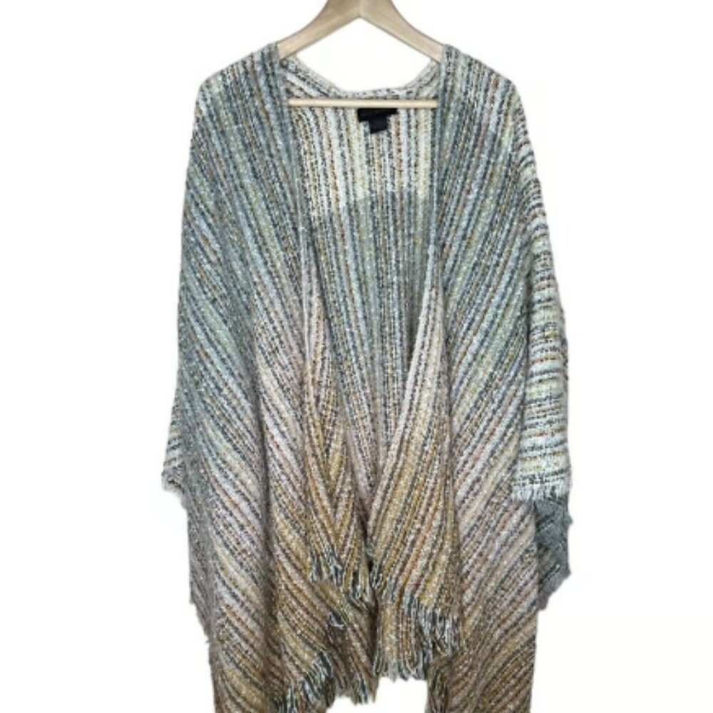 Steve Madden Women's Ruana Knit Wrap Shawl Poncho Open Front